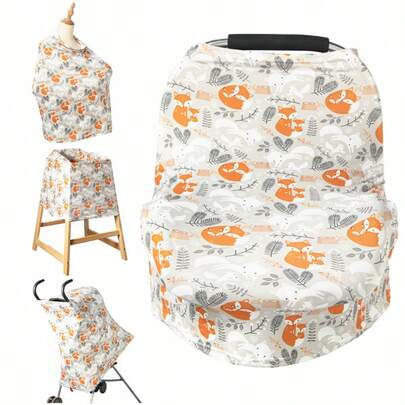 Breathable Car Seat Cover For Babies – Multi-Purpose Soft Rayon Nursing Cover For Breastfeeding, High Stretchy Infant Carseat Canopy, Stroller Cover