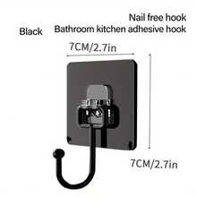 20pcs Large Acrylic Heavy Duty Hooks, Strong Load-Bearing Multi-Functional Black Adhesive Wall Door Hooks, Suitable For Hanging Keys, Towels, Bathroom, Kitchen, Etc. - Black - View 2