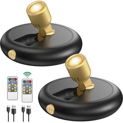 SZRSTH 2 Pack Spotlight Indoor Battery Spot Light With Dimmable Timer Remote,Uplighting Indoor, Stick Plant Spotlights For Wall Display Painting Dartboard Artwork Accent