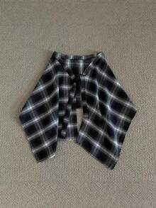 American Retro Plaid Skirt, Waist Wrap Around One-Piece Underskirt, Layered Wear, Hem Coverage - Multicolor - View 5