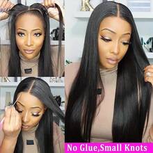 Glueless Straight Lace Front Wig - 5x5 HD Pre-Plucked & Cut Human Hair, Natural Hairline, 180% Density,No Glue 3 Seconds To Wear Glueless Wig - Natural Black - View 9