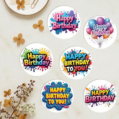 Vibrant Graffiti Birthday Wooden Coaster, Made Of Solid Wood, Non-Slip And Heat-Resistant, Colorful Splatter And Balloon Print Design, Atmosphere-Enhancing, Home Coffee Cup And Water Cup Coaster, Both Practical Heat-Insulating Item And Decorative Tabletop Accessory