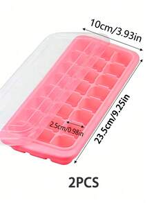 1/2Pcs 24 Grids Silicone Ice Cube Tray Maker, Ice Cube Tray With Removable Spill-Proof Lid, Stackable, Kitchen Tool, Stackable Ice Cube Molds, Suitable For Cocktails, Coffee - Multicolor - View 7