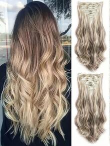30英寸合成长卷发片,自然波浪夹式接发,增加发量,全头挑染,柔软浓密,适合女性、女孩日常派对佩戴 - 彩色 - 查看 49