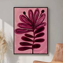 1 Pieza de Arte Abstracto para Pared en Rosa y Borgoña - Pintura de Flores Verticales Minimalista Moderna Escandinava, Impresión en Tinta Rosa Suave y Mauve, Adecuada para Decoración de Dormitorio, Sala de Estar, Regalo de Inauguración de Casa, / Marco interior de madera - negro - Ver 1