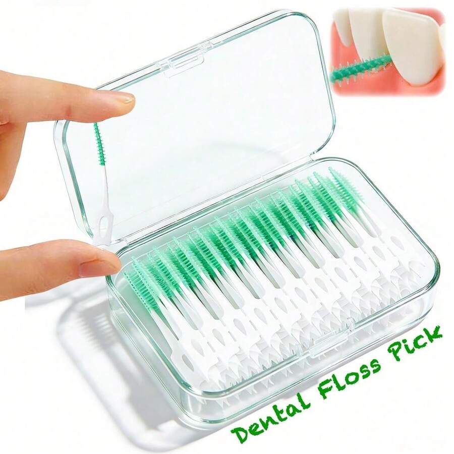 Bộ 10/20/40/50 chiếc bàn chải kẽ răng, tăm xỉa răng, tăm bông nylon mềm hình chữ L, tăm chỉ nha khoa, dụng cụ loại bỏ mảng bám cho người lớn và trẻ em, dụng cụ vệ sinh răng miệng chỉnh nha, kèm hộp đựng chống bụi khi đi du lịch. - Nhiều màu - Xem 1