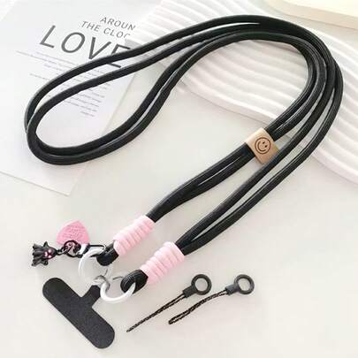 1个幽灵吊坠，撞色手工尼龙挂绳，适用于手机壳DIY，创意百搭，耐用户外挂绳，适用于CCD相机、拍立得相机，带夹子