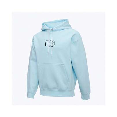  Nike Solo Swoosh Graffiti Hoodie Blue FREE UK DELIVERY French Terry Fleece 85% Cotton 15% Polyester Machine Washable HQ4181-474