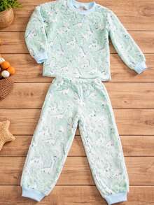 Children's Dinosaur Pajamas, Flaced 3D, Warm, REF:1512 - 綠色恐龍 - 查看 2