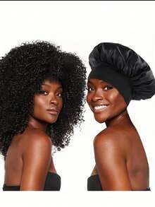 1/2/3 piezas Gorro de dormir de seda, Gorro de pelo de satén, Gorro de dormir de seda elástico suave, Cubierta de pelo de seda para cabello rizado (Negro y Dorado), Verano, Playa, Sombrero - gorro de dormir sin tirantes - Ver 8