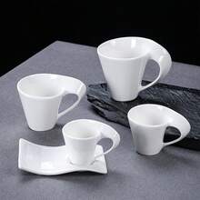 Juego de taza y platillo de cerámica de 80ml/100ml/180ml/280ml, elegante juego de taza de café y platillo de cerámica, adecuado para el té de la tarde, cafetería, uso diario en la oficina, fácil de limpiar, apto para lavavajillas - Multicolor - Ver 1