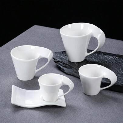 Juego de taza y platillo de cerámica de 80ml/100ml/180ml/280ml, elegante juego de taza de café y platillo de cerámica, adecuado para el té de la tarde, cafetería, uso diario en la oficina, fácil de limpiar, apto para lavavajillas