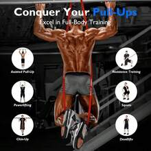 Resistance Bands Heavy Duty Set Gym Exercise Assisted Pull Up Fitness Workout - Black - View 2