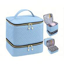 Double Quilted Nail Polish Storage Bag, Portable Organizer For Nail Polish Set Accessories, Carrying Case For Gel Nail Polish, Holds 30 Bottles Of Nail Polish - 1 - 查看 12