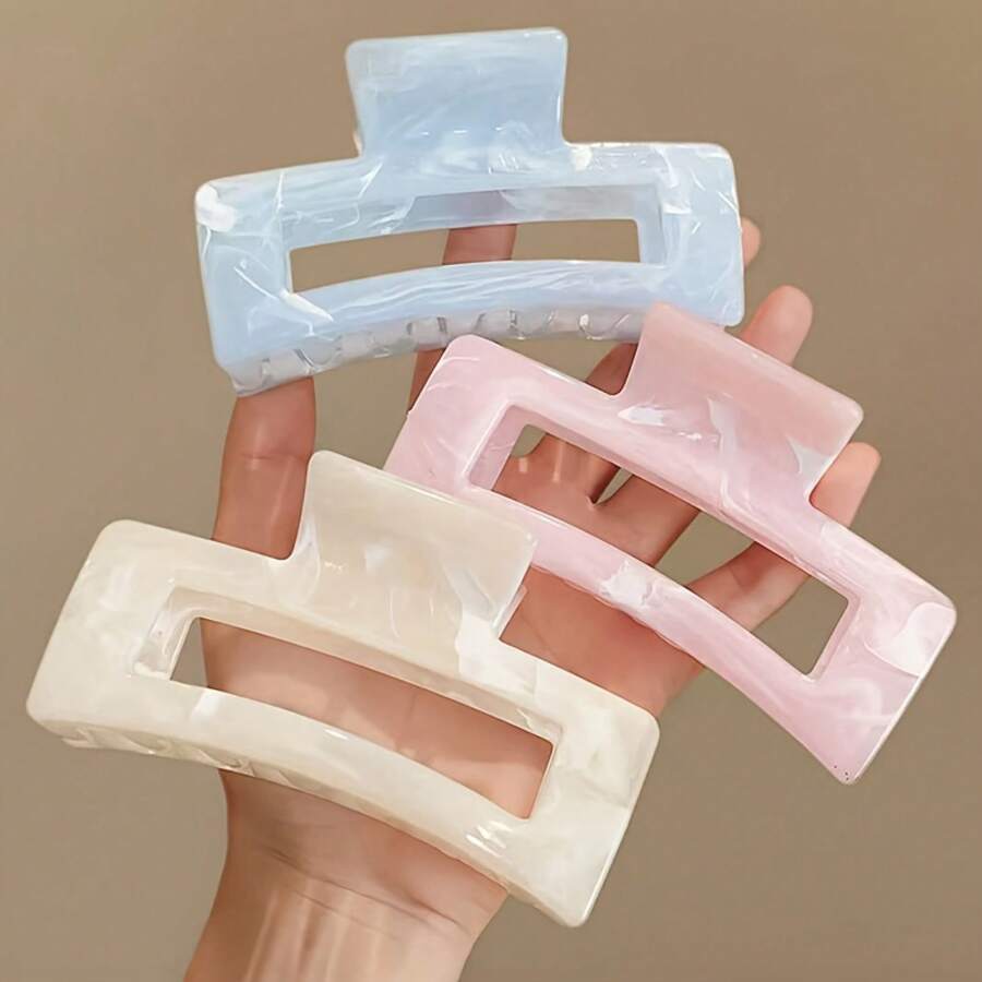 Pinza de pelo de diseño de onda grande azul para mujeres, accesorio elegante para el cabello gradiente, adecuado para el uso diario, las fiestas, el trabajo, las vacaciones y la limpieza facial - Azul - Ver 1