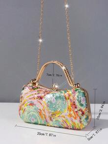 1个时尚单面晚礼服手提包，魅力优雅，低调奢华的亮片手提包，适合女士，可用于派对、商务和各种场合，适合女士、淑女、派对女孩、新娘，是派对、婚礼、舞会、宴会/庆典的理想之选，也是送给女性、母亲、老师、朋友、伴娘的最佳礼物。 - 金色 - 查看 3