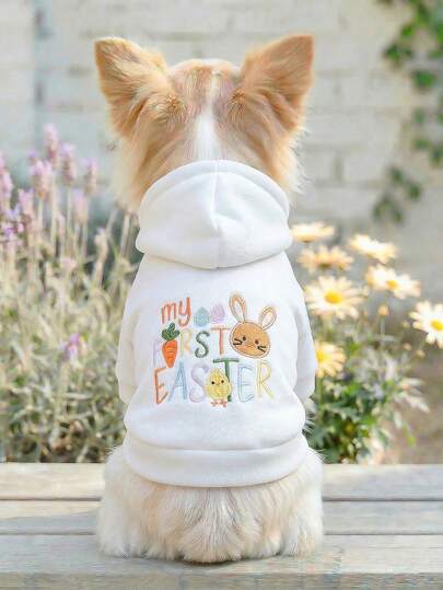 1件宠物衣服，适合小型犬和幼犬的室内外服装，休闲时尚可爱舒适的胡萝卜兔复活节卫衣