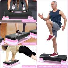 Crystals Pink Aerobic Stepper Fitness Step Board – Adjustable Cardio Workout Platform With Blocks, Non-Slip Exercise Bench For Home Gym, Yoga & Aerobic Training - Pink - View 6