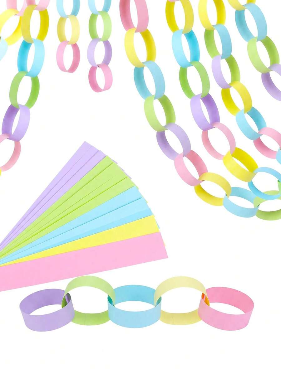 100/300/500pcs Paper Chain Garland Rolls With Stapler, 4.8*21cm, Craft ...