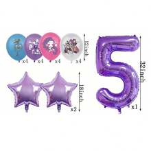 Authorized Purple Witch Themed Music Party Decorative Balloons, Cool Girl Children's Birthday Party Latex Balloon Decoration Set, Includes Purple Pentagram Balloons And Number Balloons, Suitable For Baby Shower Cake Table Party Supplies Gifts Toys Balloons - Balloon Set - View 3