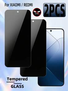 2pcs Privacy Tempered Glass Screen Protector, Compatible With Xiaomi/, Anti-Peeping, High Hardness, Anti-Drop, Anti-Fingerprint, Easy Installation, Compatible With Phone Case - Black - View 158