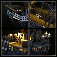 Mô hình tàu cướp biển 3D dạng xếp hình, đồ chơi lắp ráp tự làm Queen Anne's Revenge, món quà sáng tạo dành cho thanh thiếu niên và người lớn. - màu đen - Xem 6