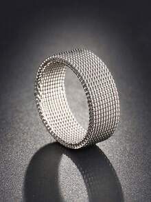1pc Fashionable Stainless Steel Flexible Mesh Ring - Soft Mesh Ring - View 15