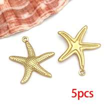 5/10个不锈钢海洋动物吊坠，包括海星、贝壳、海豚等镂空造型，适合夏季海滩主题，可用于夏威夷珠宝制作。 - 彩色 - 查看 23
