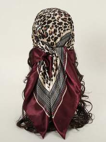 1pc Women's Fashion Leopard Print Scarf, 90cm*90cm, Suitable For Parties, Travel,Beach,Holiday - Multicolor - View 13
