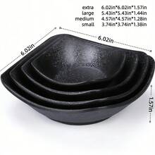 1pc New Black Carbon Fiber Square Plate, 2/3 Compartment Plate, Small Bowl/Melamine Tableware, Material, Clear Carbon Fiber Texture, Minimalist Design, Versatile, Small Plate, Condiment Dish, Small Soup Bowl, Rice Bowl, Scratch Resistant, Impact Resistant, Easy To Clean, Suitable For Home And Restaurant - Black Carbon Fiber - View 4