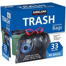 Signature Carton Is 100%  33 Gallon Black Drawstring Trash Bag 90 CountTear-Stop Technology - 黑色的 - 查看 1