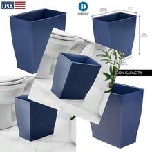 Small Plastic Bathroom Trash Can Slim Rec Garbage Bin For Bedroom Office Dorm Navy Blue - Navy - View 1