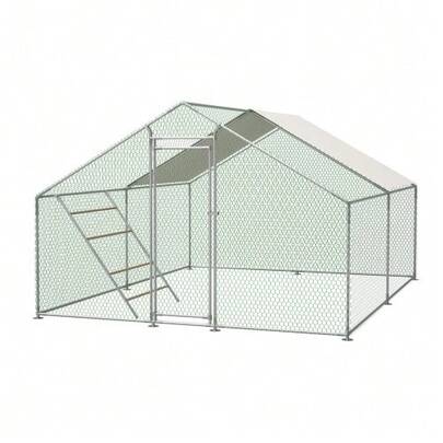 With Perch Ladder And Safety Lock - Waterproof UV-Protective Cover, Reinforced 1mm Steel Tubes, Non-Slip Connections - Ideal For Chickens, Pigeons, Ducks, Turkeys