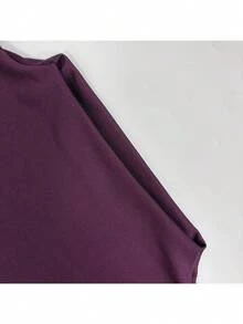 Spring And Summer New High-End Women's Clothing Celebrity Style Solid Color Turtleneck Long-Sleeved Streamer Pleated Hip-Wrapped Temperament Dress Skirt - Purple - View 8