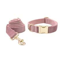 2pcs/Set, Soft Velvet Zinc Alloy Buckle Collar + Leash Set, Suitable For Large, Medium And Small Pets, Pet Outdoor Supplies, Outdoor Dog Leash, Soft & Comfortable, Durable Zinc Alloy Buckle, Plated Gold, More Sturdy Than Plastic, Metal Buckle Easy To Tighten And Quick Release, Holiday Birthday Gift (Due To Fabric Batch Difference, Slight Color Difference, Random Delivery) - Dusty Pink - View 12