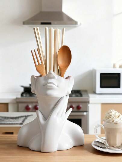 حامل أدوات مطبخ ذو تصميم وجه مجرد حديث - منظم ديكوري لسطح المطبخ