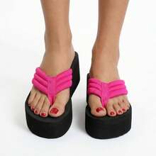 1双女士休闲防滑拖鞋，时尚百搭拖鞋 - 玫紅色 - 查看 9