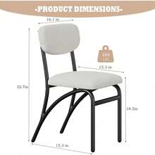 Set de 2 sillas de comedor modernos Boucle tapizadas con asientos acolchados de lana de cordero espalda ergonómica curva y estilo de mediados del siglo para decoración elegante - Beis - Ver 2