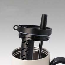 1个冰霸杯，大容量不锈钢恒温水瓶，便携式，26个字母A-Z图案，带吸管手柄 - 白色 - 查看 5