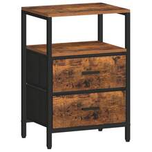 HEXCELEN Bedside Table, Side End Table With 2 Fabric Storage Drawers, Bedside Cabinet With Open Storage Shelf, Nightstand For Bedroom, Livingroom - Rust Brown - View 6