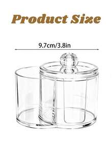 透明塑料二合一棉签盒兼化妆棉收纳盒 - 防碎浴室梳妆台收纳罐，可存放圆形棉签、球形棉签、牙线棒、发圈和美容海绵等物品 - 多色 - 查看 2