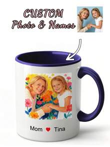 1pc Custom Photo&Name Mug, Custom 11oz Bicolor Mug, Best Mom Mug,Custom Mug With Names, Art Effect Mug,Custom Name Coffee Mug, Personalized Name Mug, Personalized Mug, Personalized Mug With Name,Bicolor Mug, Warm Gift, Ideal For Mother's Day Gift Father's Day, Birthdays, Anniversaries, Wedding Gift, Couples Gift, Best Gift For Dad, Husband, Gift For Him - Multicolor - View 9