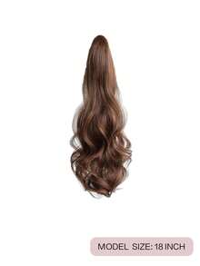 黑色马尾辫接发，女士专用，18英寸大波浪卷发，爪夹式马尾辫，自然合成假发接发，易于使用，蓬松不打结 - 彩色 - 查看 11