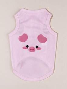 1 pièce Gilet pour animaux de compagnie avec imprimé mignon de cochon, anti-puces physique et réduction de la chute de poils, isolation et respirant, convient aux petits et grands chiens et chats, pour une utilisation intérieure et extérieure - Rose bonbon - Voir 16
