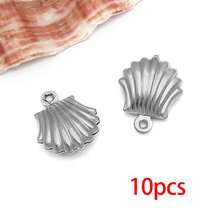 5/10个不锈钢海洋动物吊坠，包括海星、贝壳、海豚等镂空造型，适合夏季海滩主题，可用于夏威夷珠宝制作。 - 彩色 - 查看 15