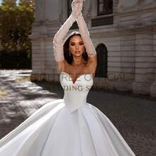 Elegant Sexy Strapless Corset A Line Satin Wedding Dress,Registry Office Dresses Bridal Gown,Evening Party Dress Birthday Party Dress Country Wedding,Romantic Church Ceremony Wedding Dress,Suitable For Wedding,Dating,Party,Singles' Party,Vacation,Formal Occasions,Dinner Dress,Prom Dress,Homecoming Dess,Cocktail Party,Wedding Guest Dress,Graduation - 白色 - 查看 4