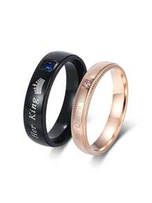 Anillos de pareja de acero de titanio de Rey y Reina, joyería de moda popular europea y americana - De las mujeres - Ver 5