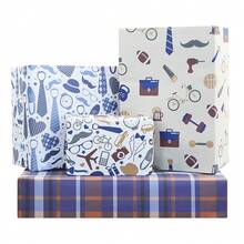 Birthday Wrapping For Men Folded Flat Sheets, Father's Day Wrapping Paper, Gentlemen Theme Design Perfect For Father Birthday, Holiday, Party Gift Wrap - A - View 3