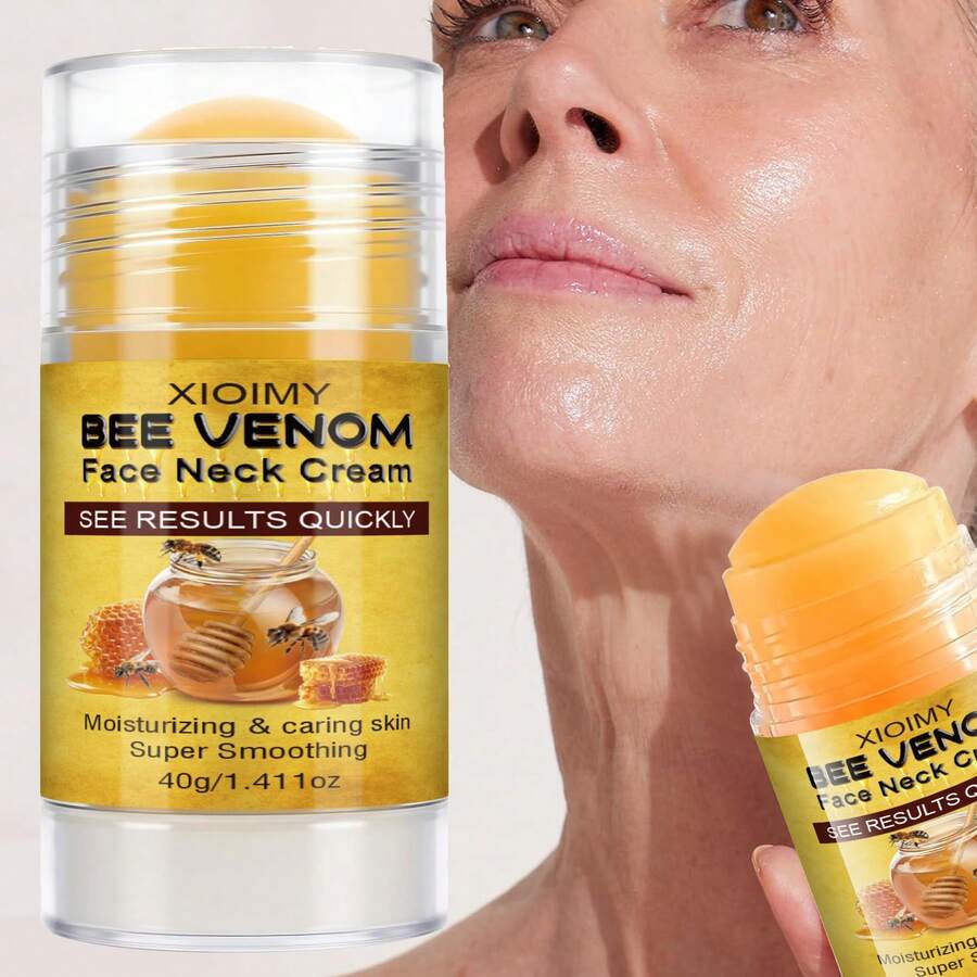 Xioimy 40克蜂毒颈面霜，富含胶原蛋白和透明质酸，滋润肌肤，减少皱纹，令肌肤更显年轻，适用于面部和颈部。 - 黃色 - 查看 1
