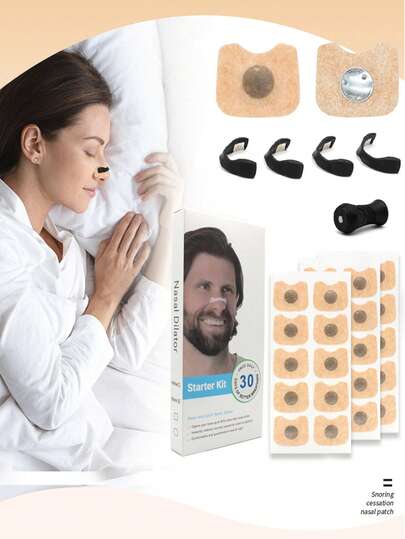 磁性扩张器，高级止鼾磁条呼吸扩张器套装，配备舒适可重复使用的磁性夹子和磁条，有助于打开呼吸道，改善气流，减少打鼾，改善睡眠；轻便透气的呼吸辅助器，缓解鼻塞，适合夜间睡眠、旅行、居家使用，男女皆宜，是寻求更佳呼吸和安静睡眠的止鼾神器。